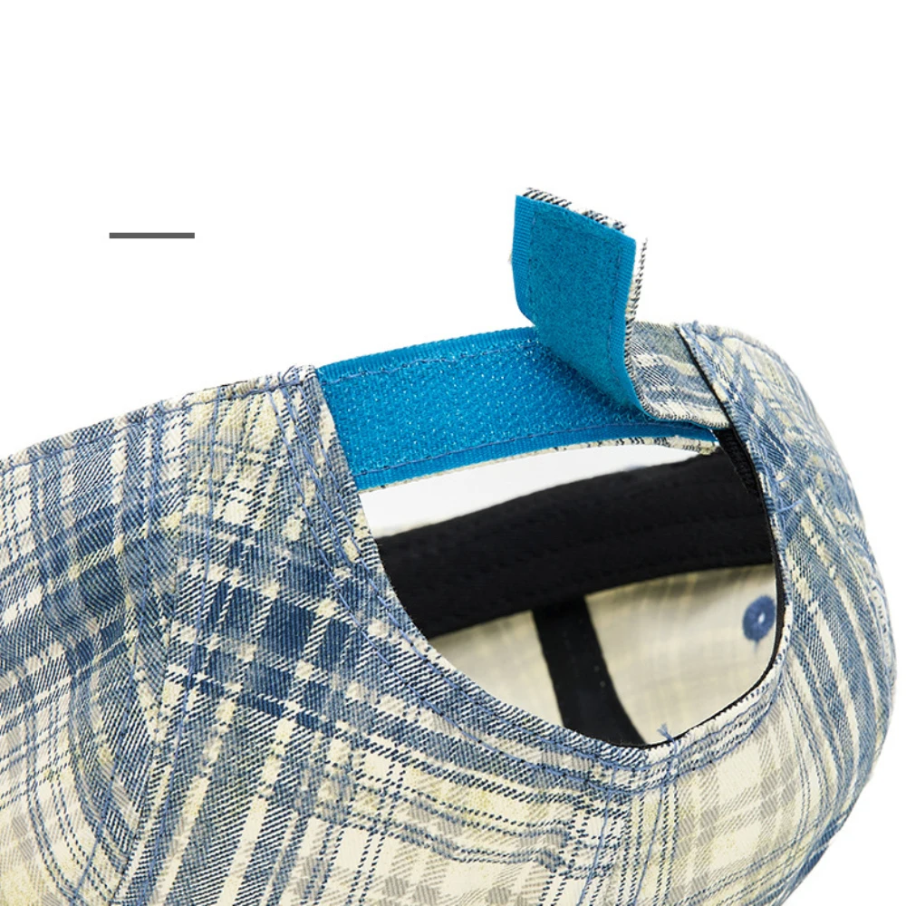 HT5122 Neue Frühling-Sommer Faltbare Baseballkappe für Herren und Damen Karierte Snapback-Kappe mit Rollrand Unisex Weiche Verstellbare Hip-Hop-Kappe – Detail 8