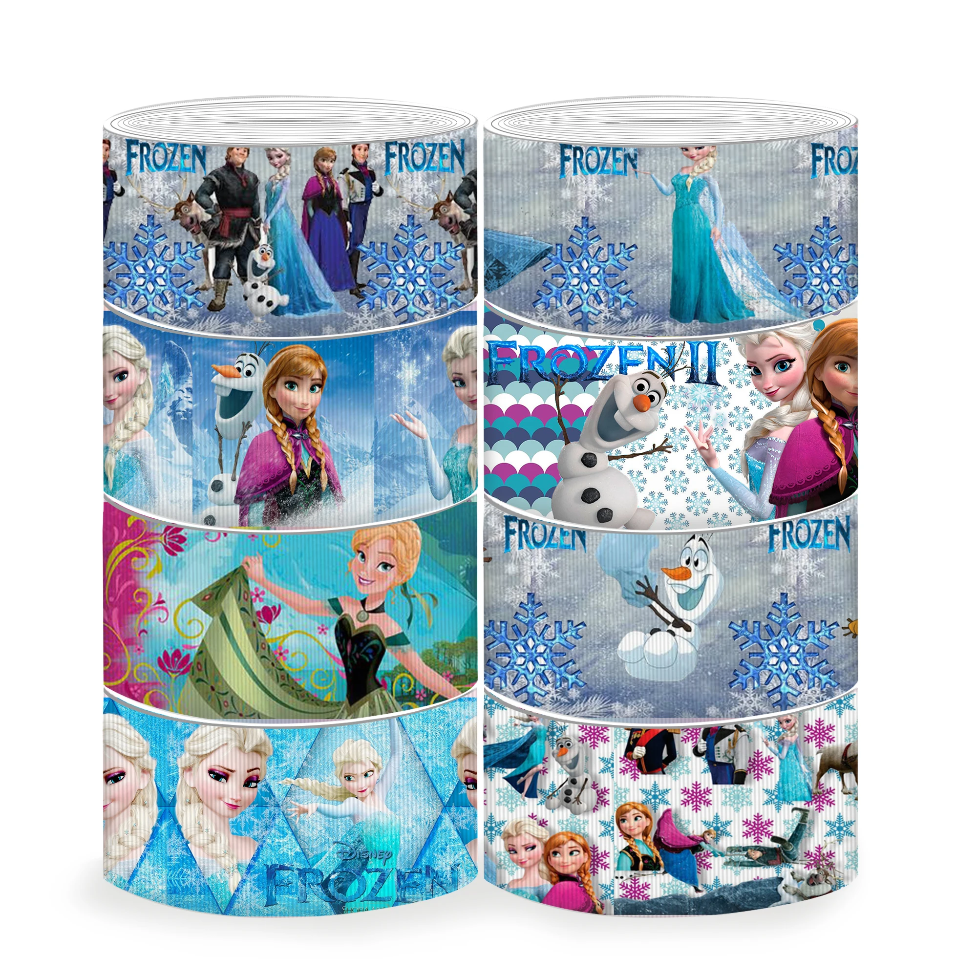 Disney 5 Yards Multi Size Frozen Elsa Anna Printed Grosgrain Ribbon For Hairbow DIY Craft Supplies Cartoon Ribbons