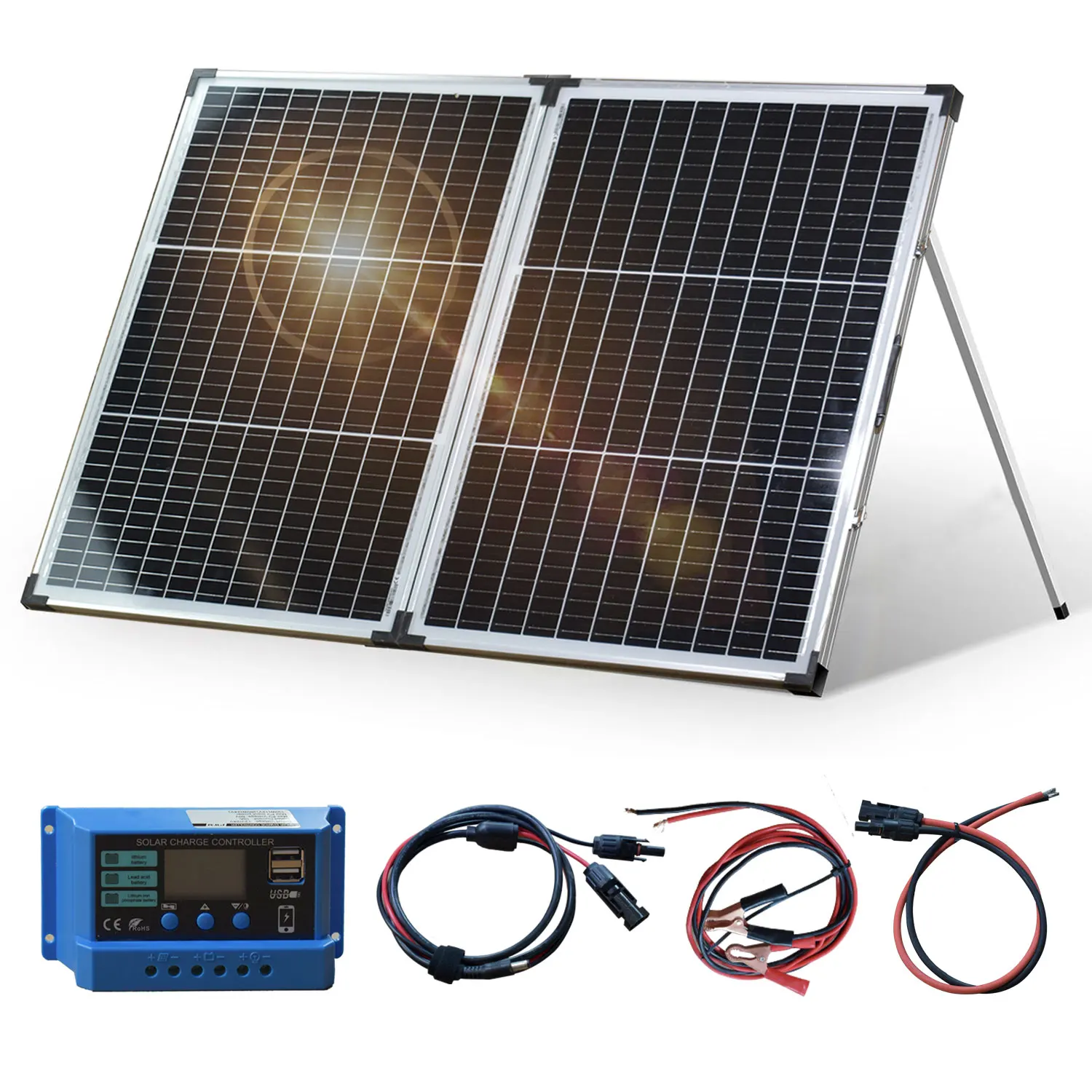  Portable Folding 140 Watt Solar Panel With High Power Charging, Suitable For OutdoorCamping, Emergency Power Supply, And Car Travel
