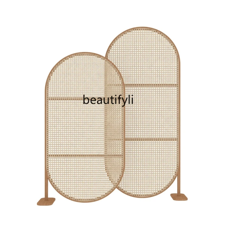 

Solid Wood Rattan Subareas Screens Living Room Entrance Retro Porch Mobile Covering Famous Hotel