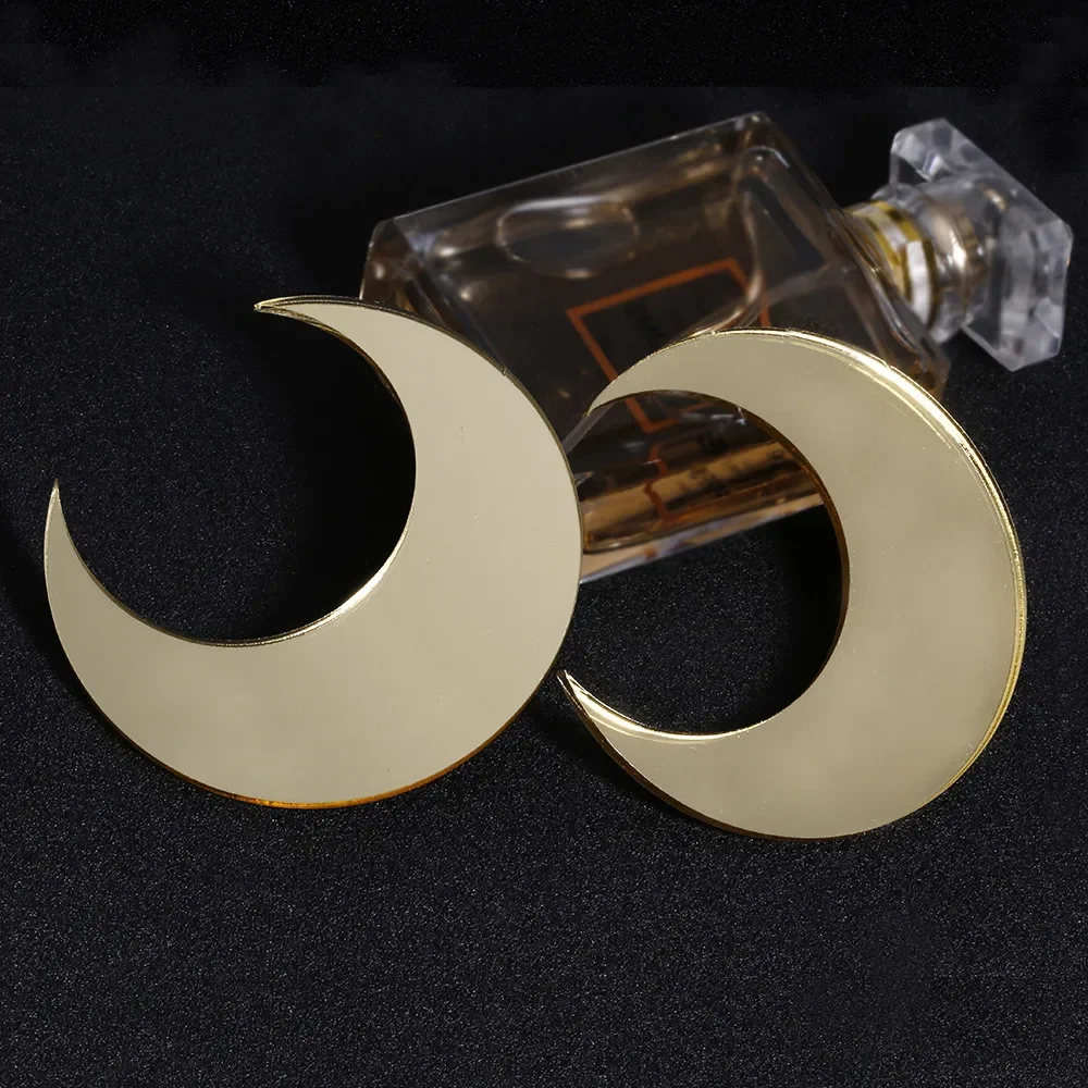 2018 New Trendy Big Moon Acrylic Stud Earrings Charming Gold Silver Color Hiphop Women Jewelry For Funk Party Brincos