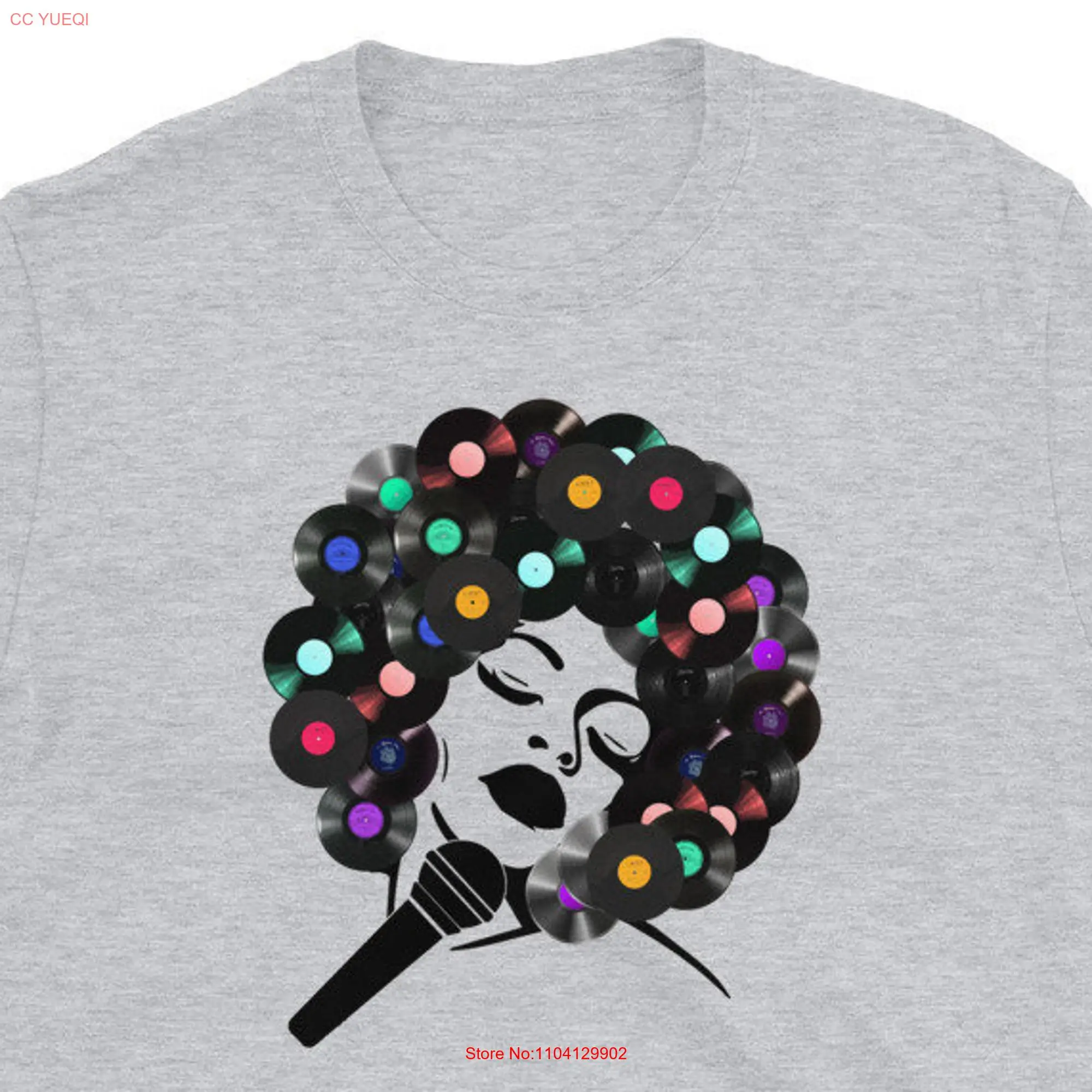 African American art Afro Soul T shirt Women Singing Vinyl Record Natural Hair  long or short sleeves