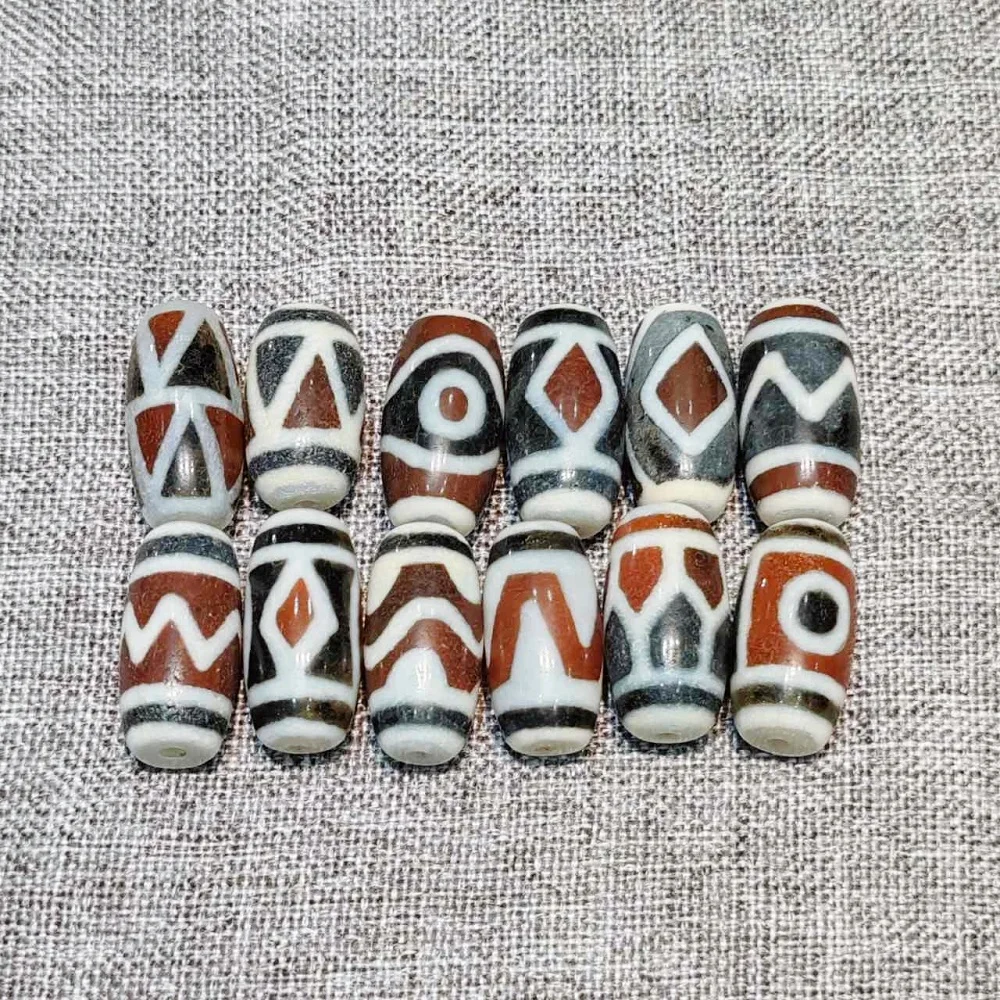 

Tibet Agate Horseshoe Weathered Dzi Colorful Folded Totem Tianzhu Necklace Pendant Diary Accessories