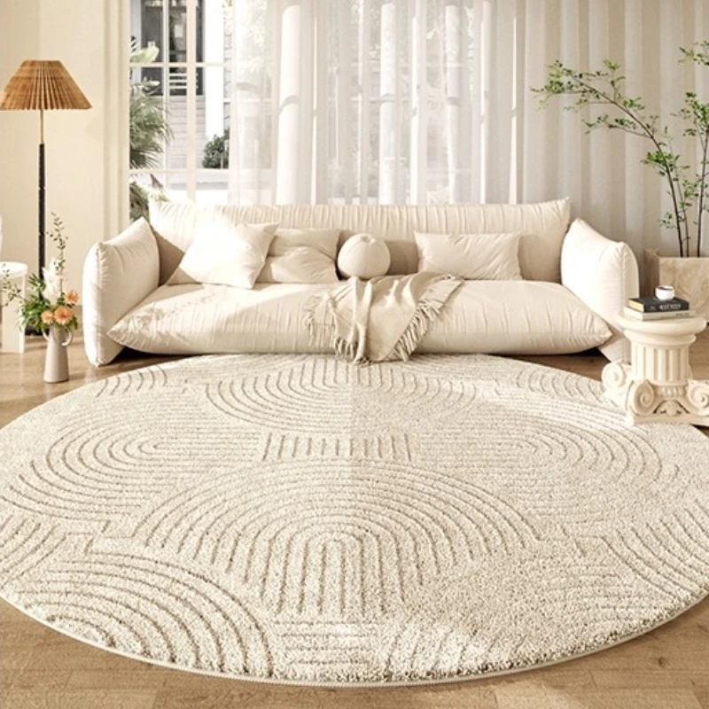 Cream Style Living Room Decoration Round Carpet Light Luxury Plush Rugs for Bedroom Fluffy Soft Lounge Rug Home Thick Floor Mat