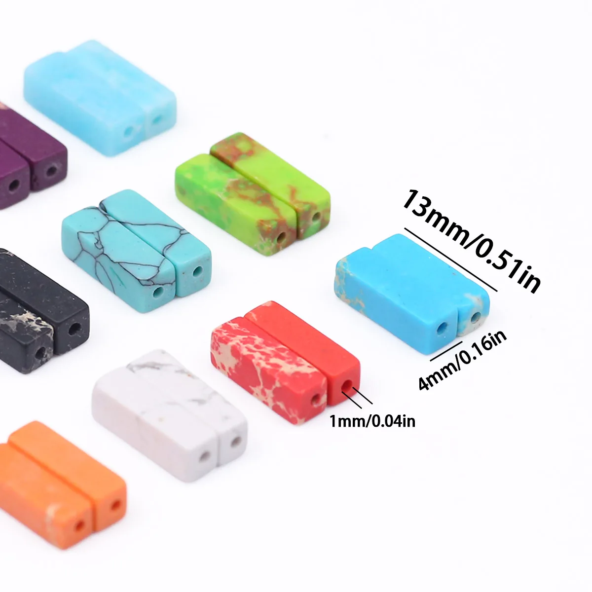 4x13mm 25Pcs square synthetic turquoise Stone loose spaced cube beads for jewellery making DIY bracelet accessories findings