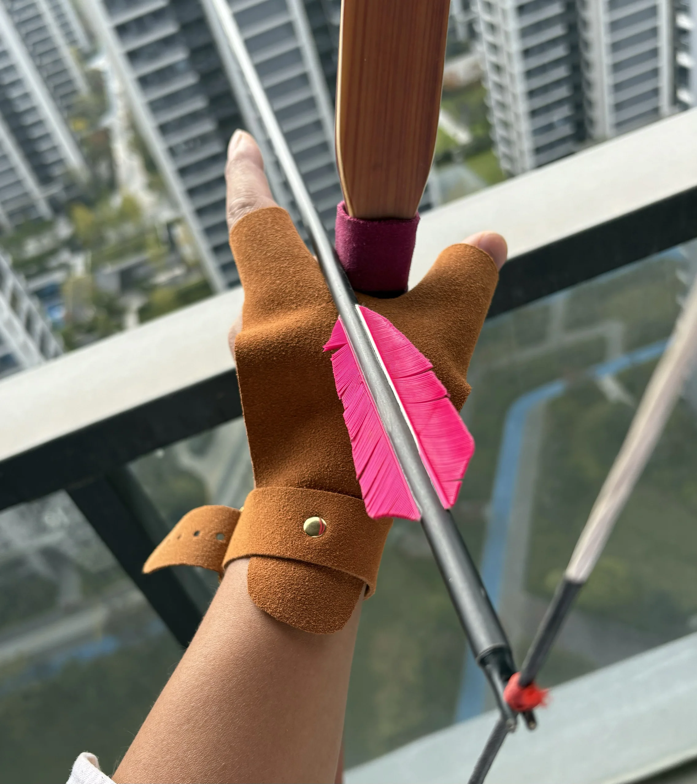 Guantes arquería cuero vacuno – Tiro con arco tradicional - imagen 5