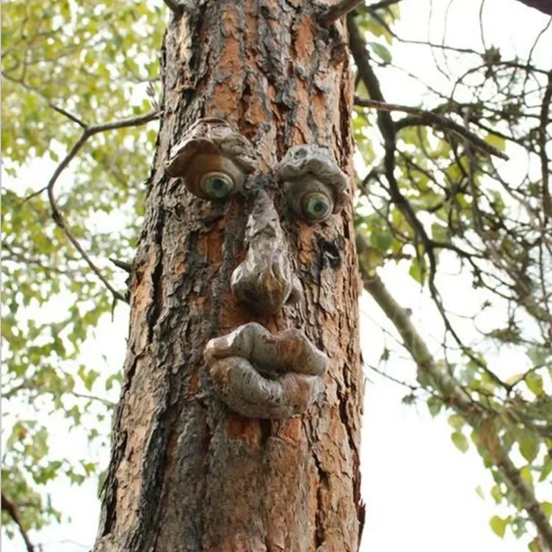 Bark Luminous Tree Face Tree Monster Facial Features Resin Ornament Easter Outdoor Creative Ornament Decoration