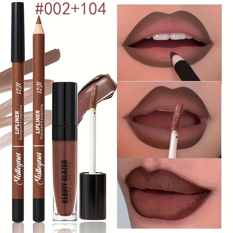 2個入り マットリップライナーとリップオイルセット 防水 ベルベット 長持ち マットリップライナーセット ベルベットテクスチャライナー リップライナーセット