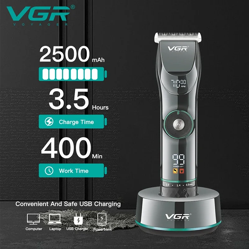 Professional 15 Motor Speed Barber Shop Hair Trimmer For Men Beard Trimmer Body Hair Clipper Electric Hair Cutting Machine Pro