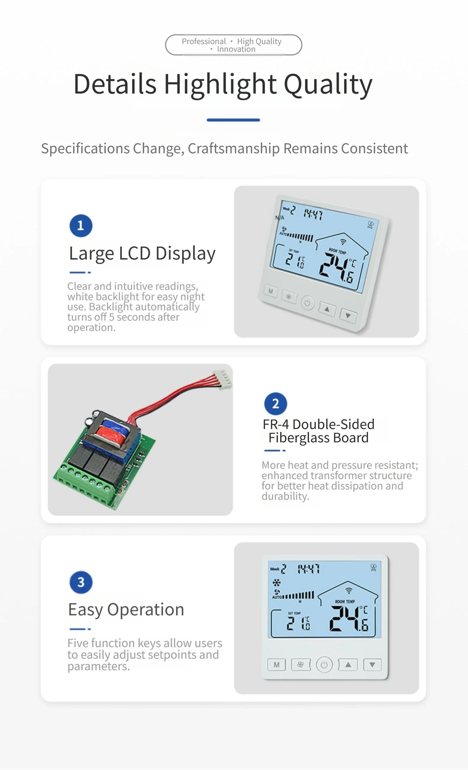 WiFi Thermostat for Central for Air Conditioner Fan Coil with 10A Load Support AC220V Operation and Assistant Voice Control