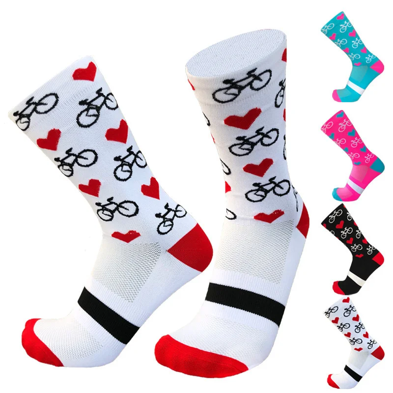 

New Cycling 2023 Women Professional Sport Compression Pro Socks Men Road Bicycle Socks Mountain Bike Socks Racing Socks Heart Pa