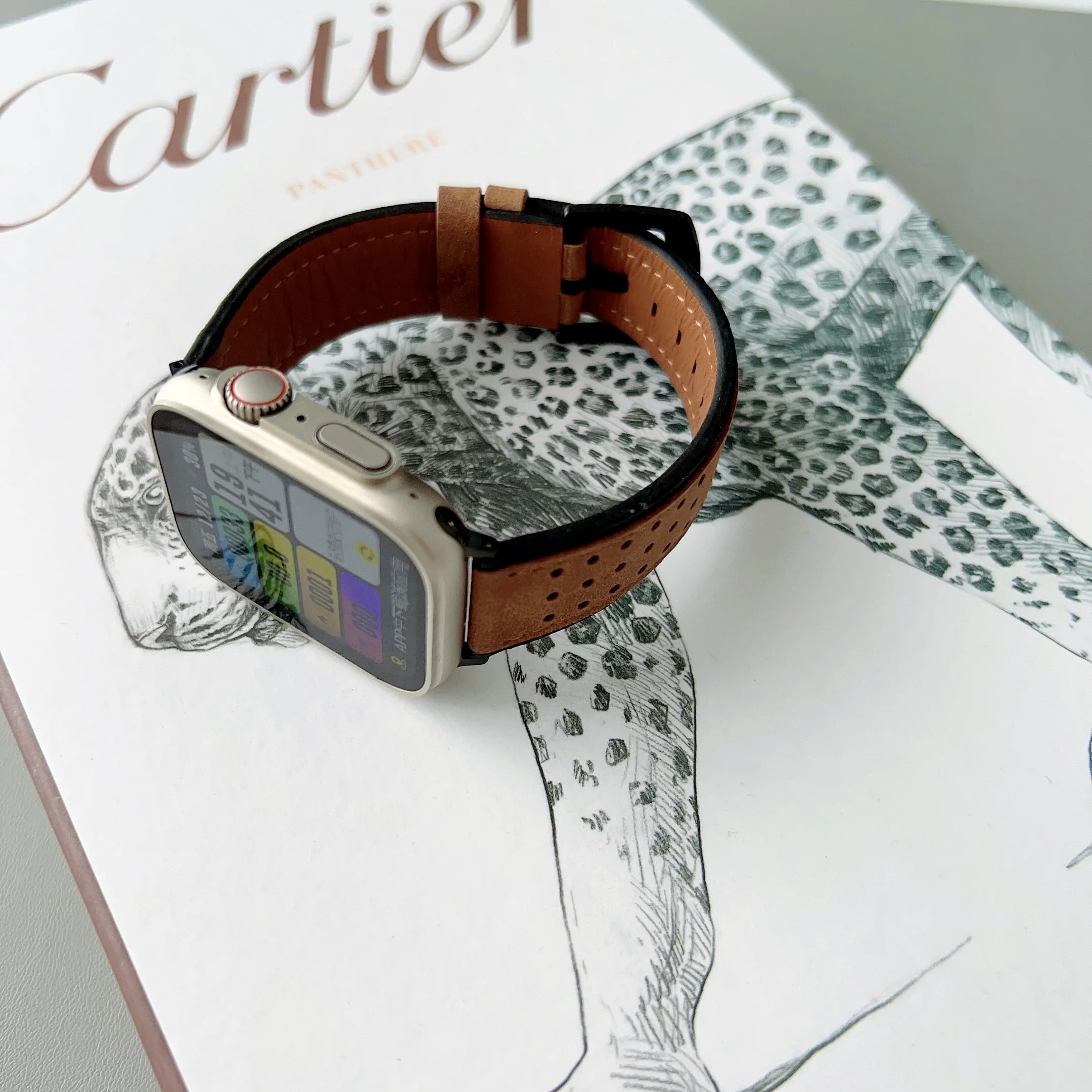 Oil wax leather strap For Apple iwatch band 7/6/5/4 series 40mm 42mm 44mm 45mm Accessorie wristband 8Ultra 49mm