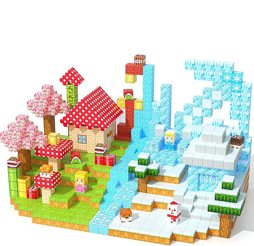 1개 랜덤 100개입 2025 자석 블록. 생생한 색상, STEM 빌딩 플레이 기술을 위한 자유로운 창작. 고급 휴일 선물.