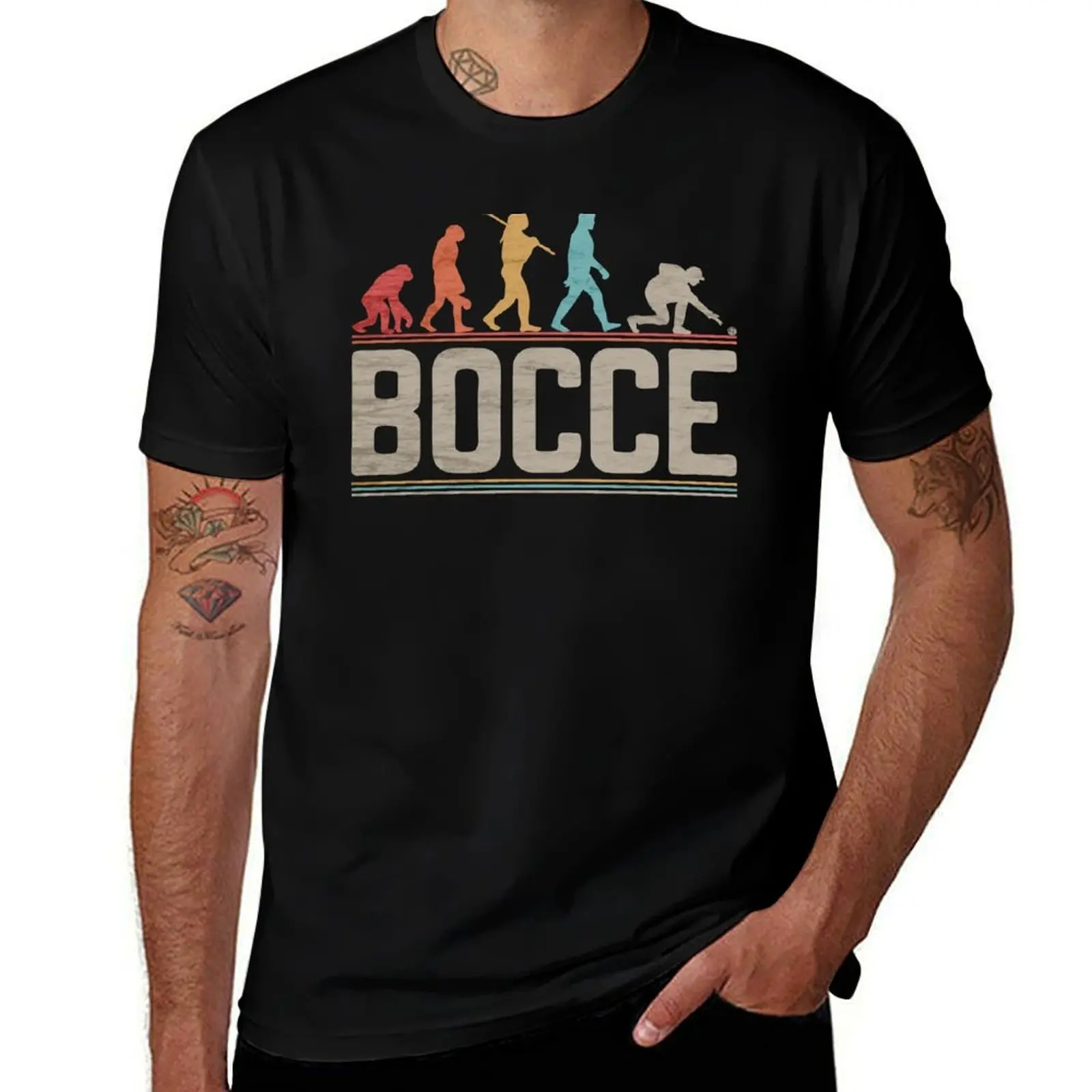 Camiseta Bocce Evolution of Man Vintage Petanque, divertida camiseta con diseño de pelota de bochas, camiseta deportiva de manga corta con ajuste atlético