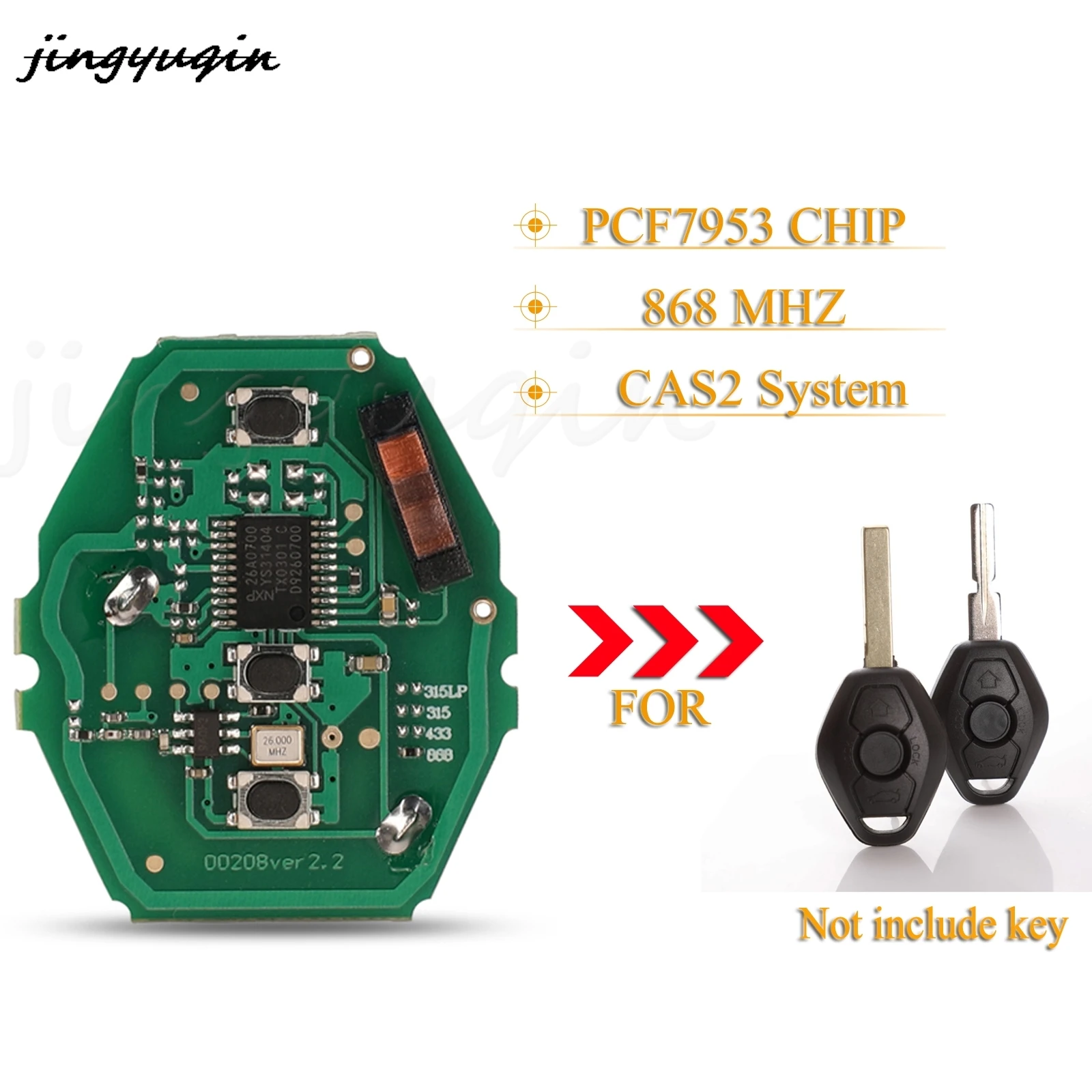 

jingyuqin 3Buttons CAS2 System 868Mhz PCF7953Chip Remote Car Key Circuit Board For BMW E38 E39 E46 X3 X5 Z3 Z4 1/3/5/7 Series