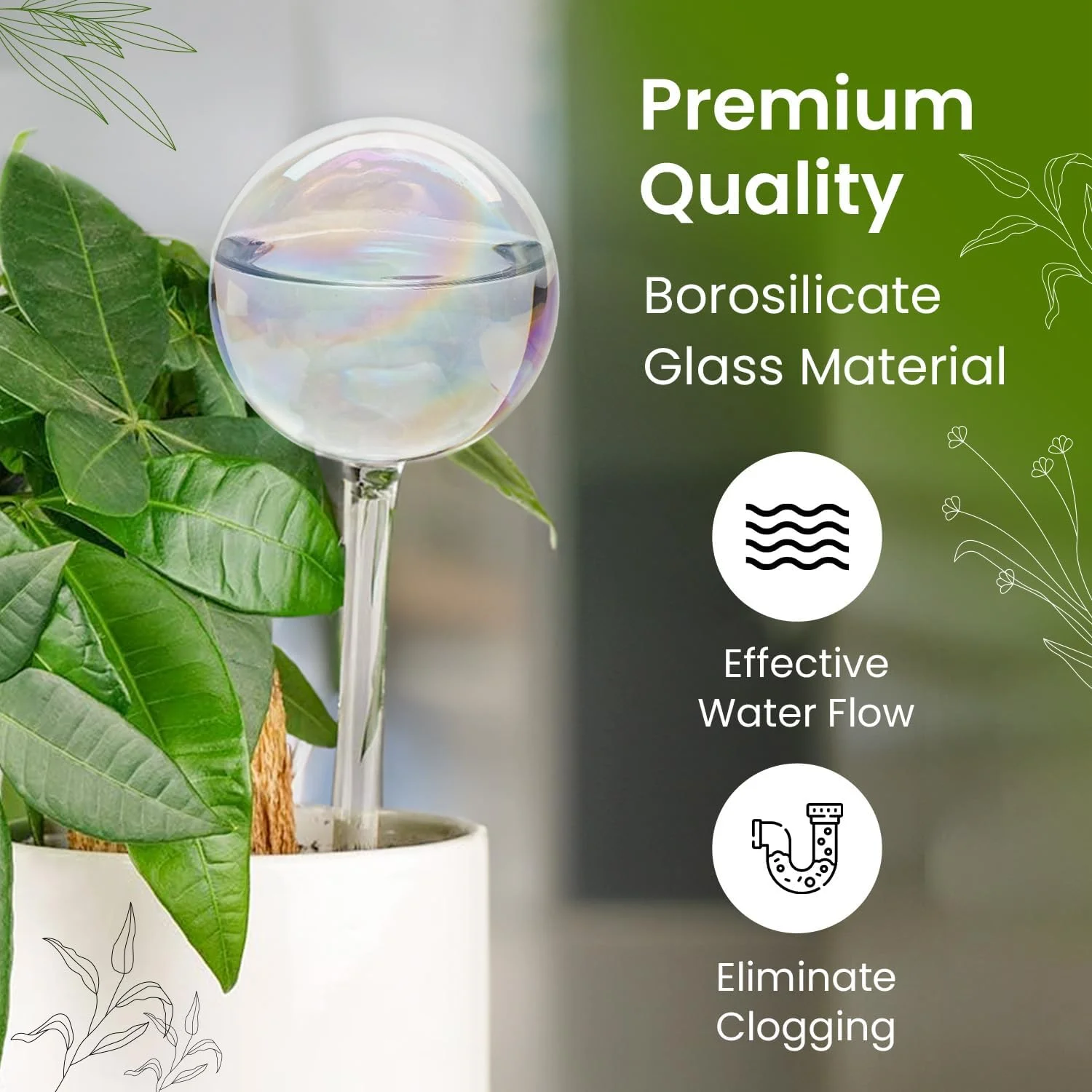 4PCS Plant Watering Globe Rainbow Color Self Watering Glass Bulb Automatic Drip Irrigation Supplies Garden Insert Water Device