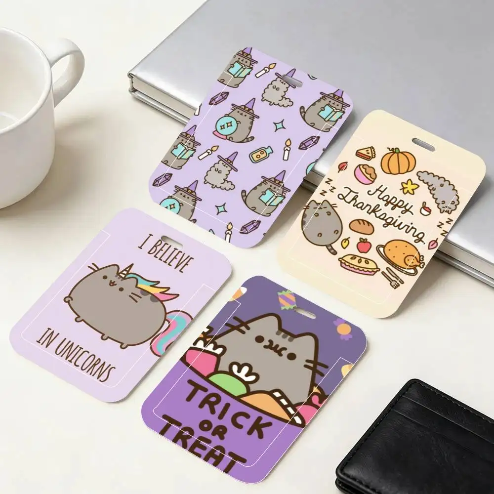 

Милый брелок-держатель для ID-карты с котиком P-Pusheen, шейный ремешок, подвеска, держатель для пропуска, шнурок для ключей, бейдж для работы