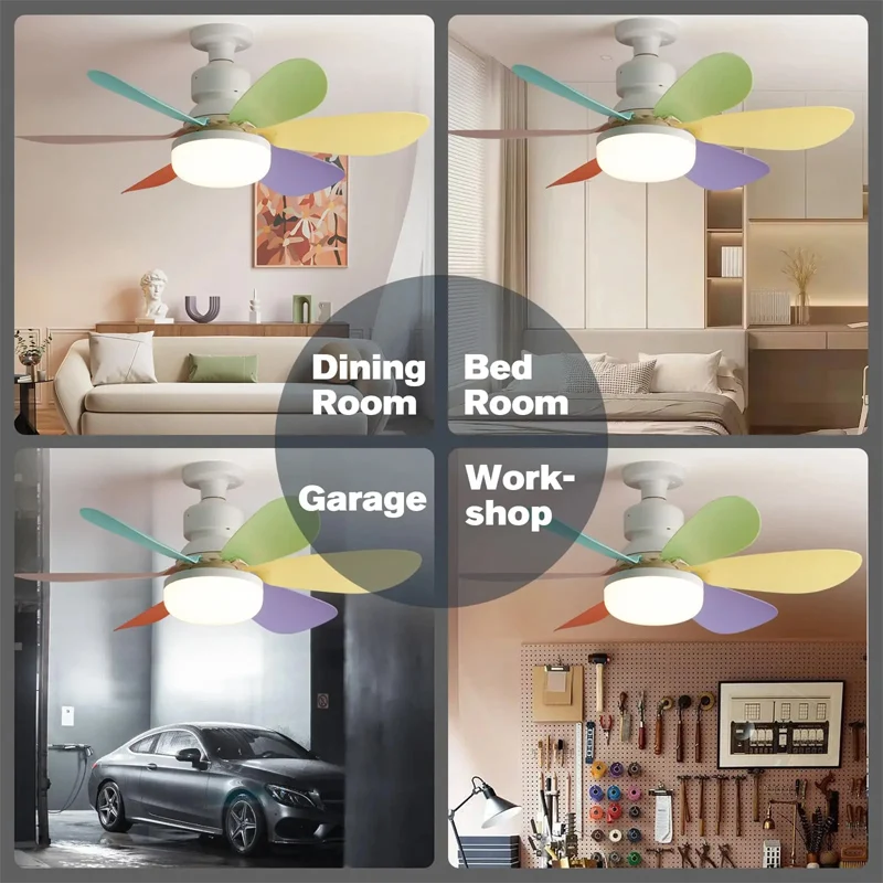 Smart Ceiling Fan With Lights Remote Control Bedroom Decor Ventilator Lamp 48cm Air Fans Invisible Blades Retractable Silent LED