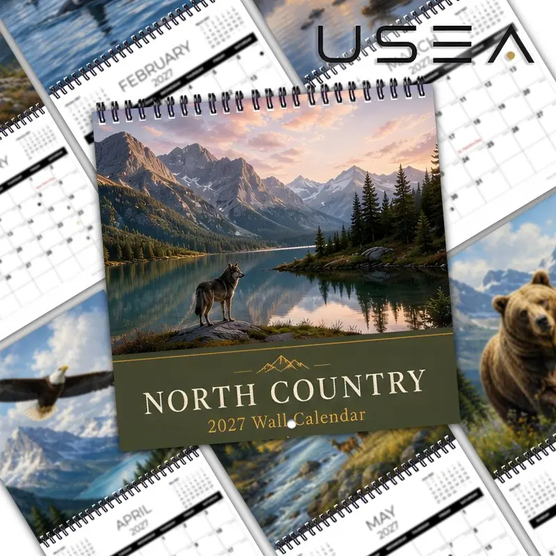 2027 Wall Calendar,Monthly Planner, Hanging,Large Writable Blocks, US Federal Holidays, North Country Wildlife Scenery