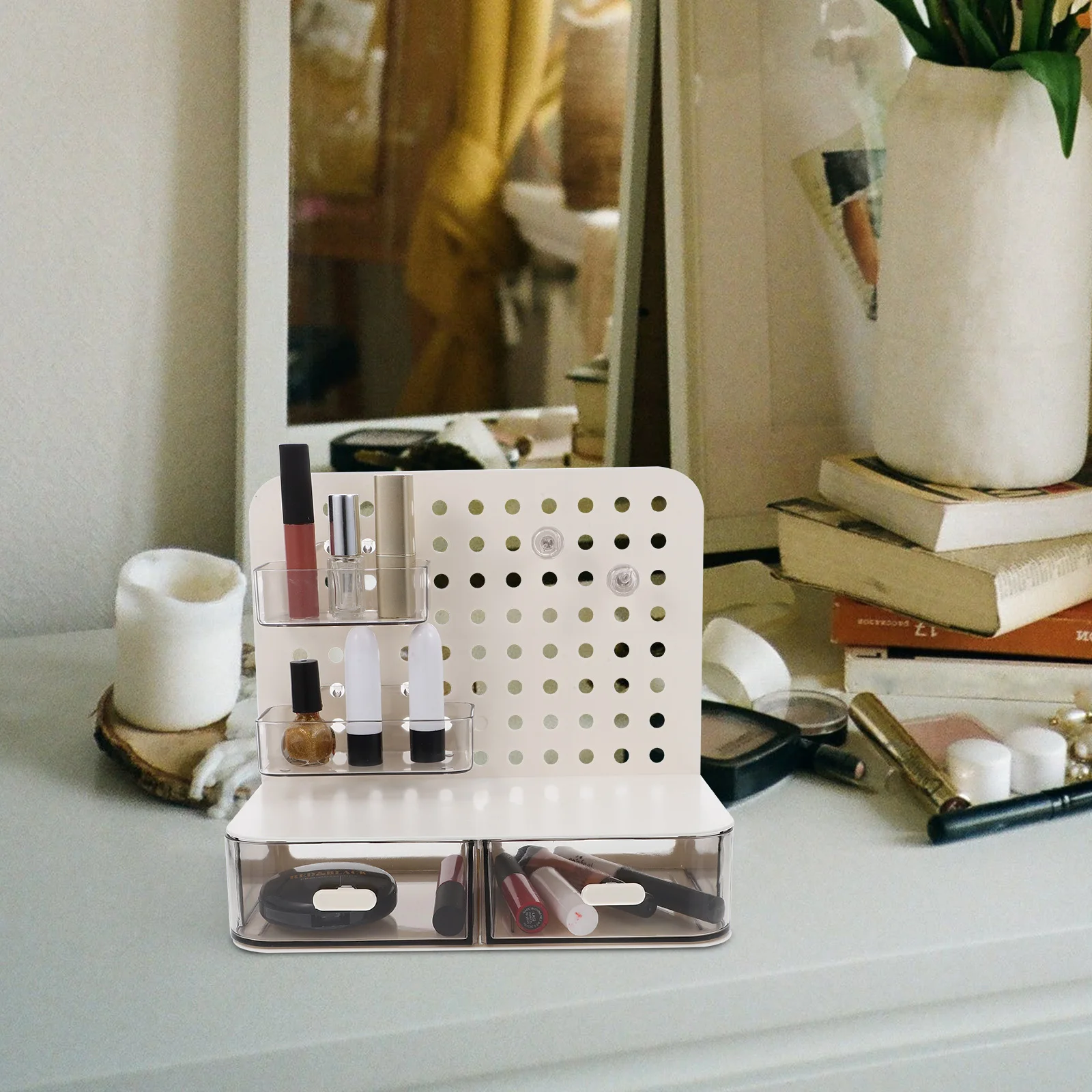 

Multifunctional Desktop Organizer Pegboard Material Large Capacity Storage For Office School Gaming Wall Mount