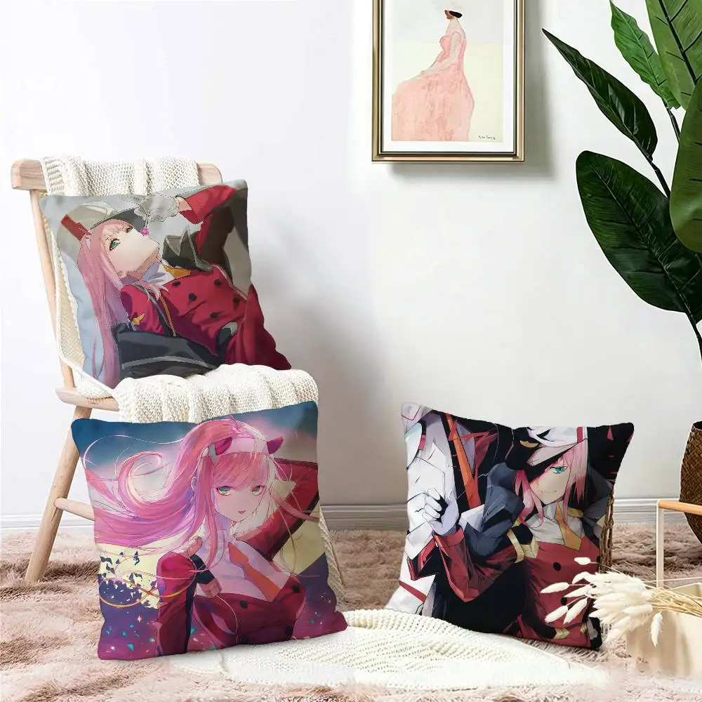 Anime Zero Two DARLING In The FRANXX Cushion Cover Inches Farmhouse Decor Home Throw Pillow Covers for Couch Decorations