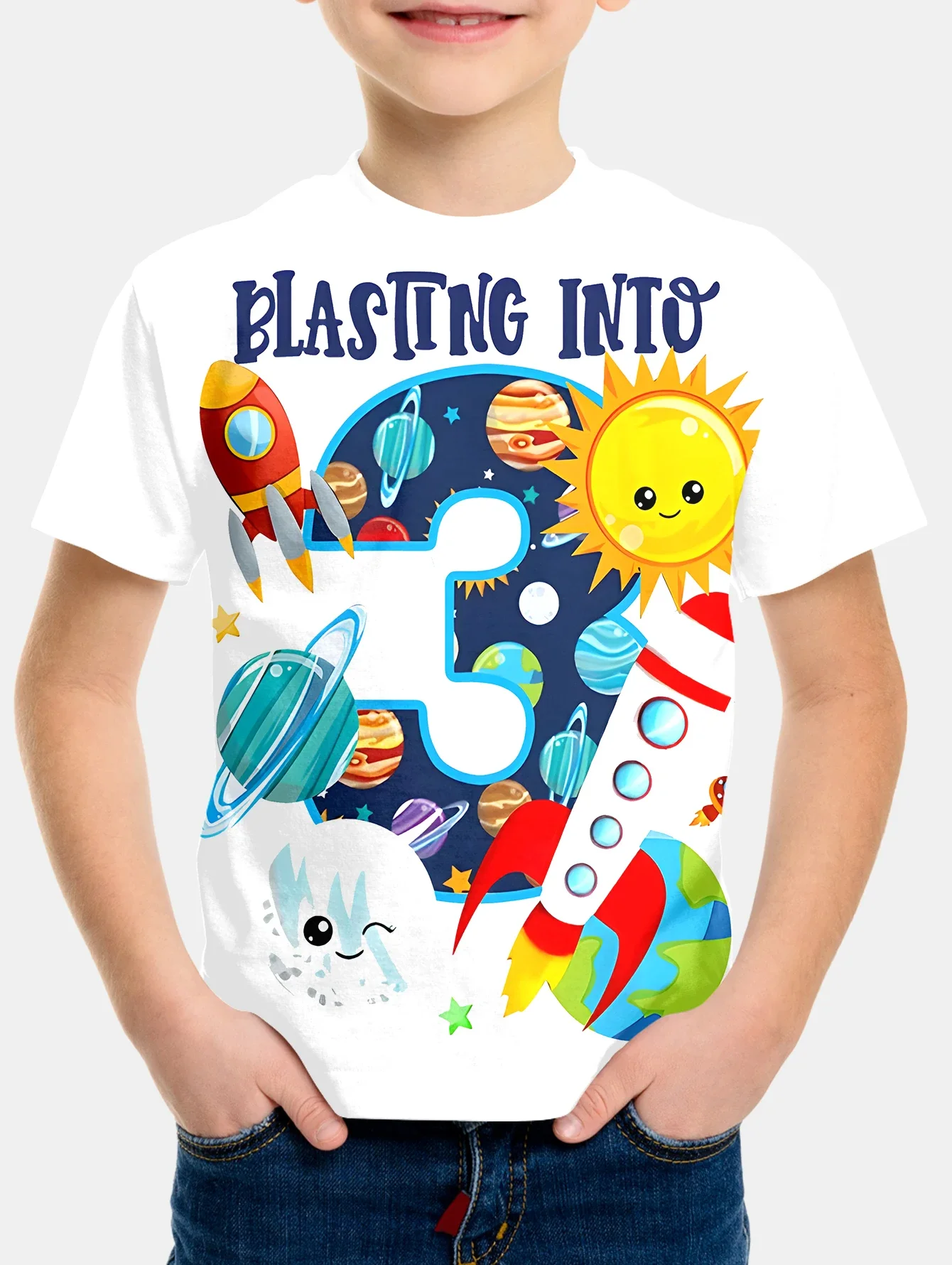 Children's Birthday Theme T-shirt Children's Clothing Boys T-shirty 2024 Kids Spring Clothes Short Sleeve Tops T-shirt for a Boy