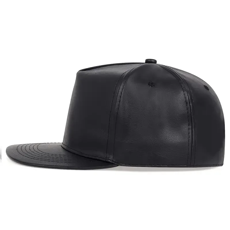 PU Leather Flat Brim Hats for Men Women Hip Hop Baseball Snapback Blank Caps Solid Fitted Caps Kpop Frees Hipping