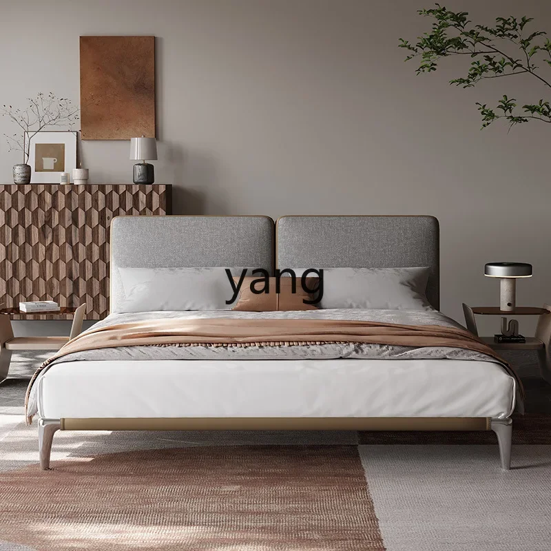 

LMM light luxury modern minimalist high PC and console game bedroom double bed solid wood wedding bed