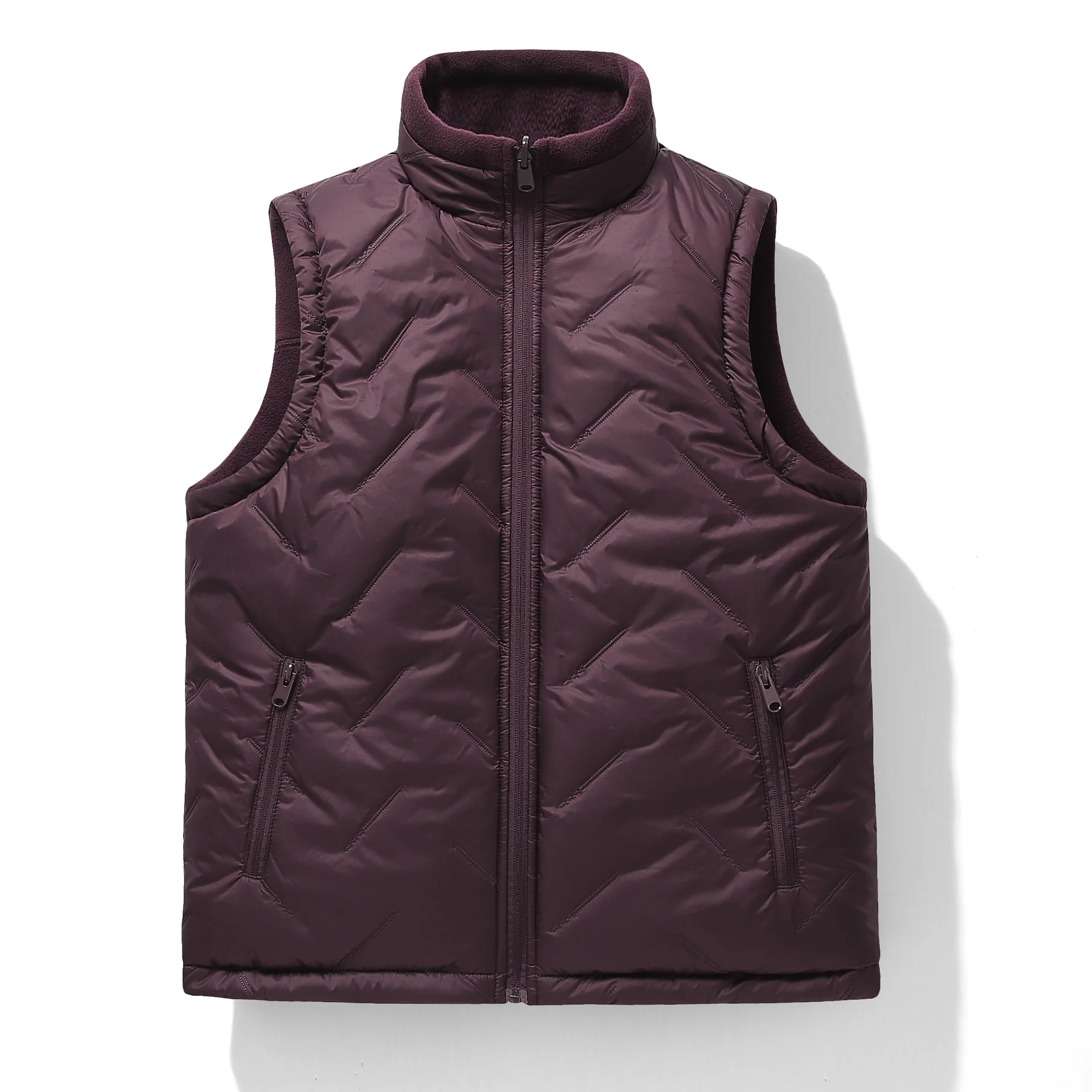 Reversible Cozy Fleece Vest Thick Warm Zip Vest Unisex Outdoor Polar Fleece Gilet Sleeveless Logo Print Custom Waistcoat
