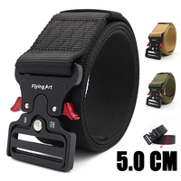 5.0 CM Wide Belt for Men Large Size 125 135 145 155 165cm Army Tactical Military Nylon Waist Belts Quick Release Magnetic Buckle