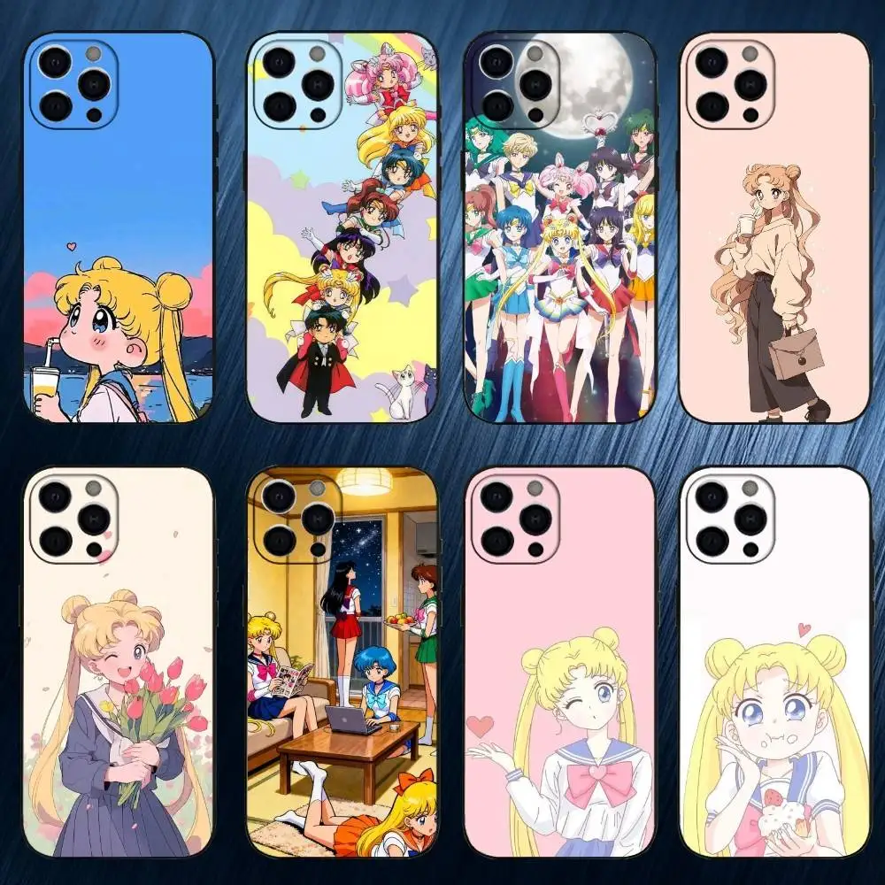 

Anime S-Sailor Moon Phone Case For iPhone 17,16,15,14,13,12,11 Plus,Pro Max,Soft Silicone Cover