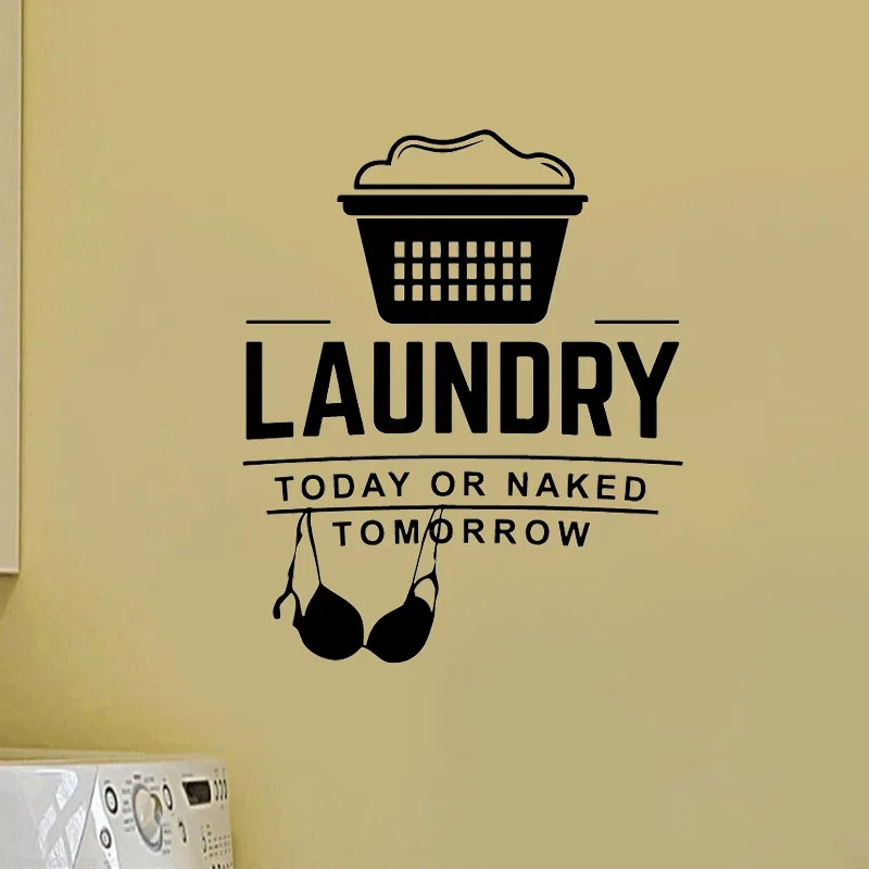 Laundry Rooms Wall Sticker Classic Laundry Phrase Wall Decor Laundry Washroom Art Murals Decoration Wallpaper Poster