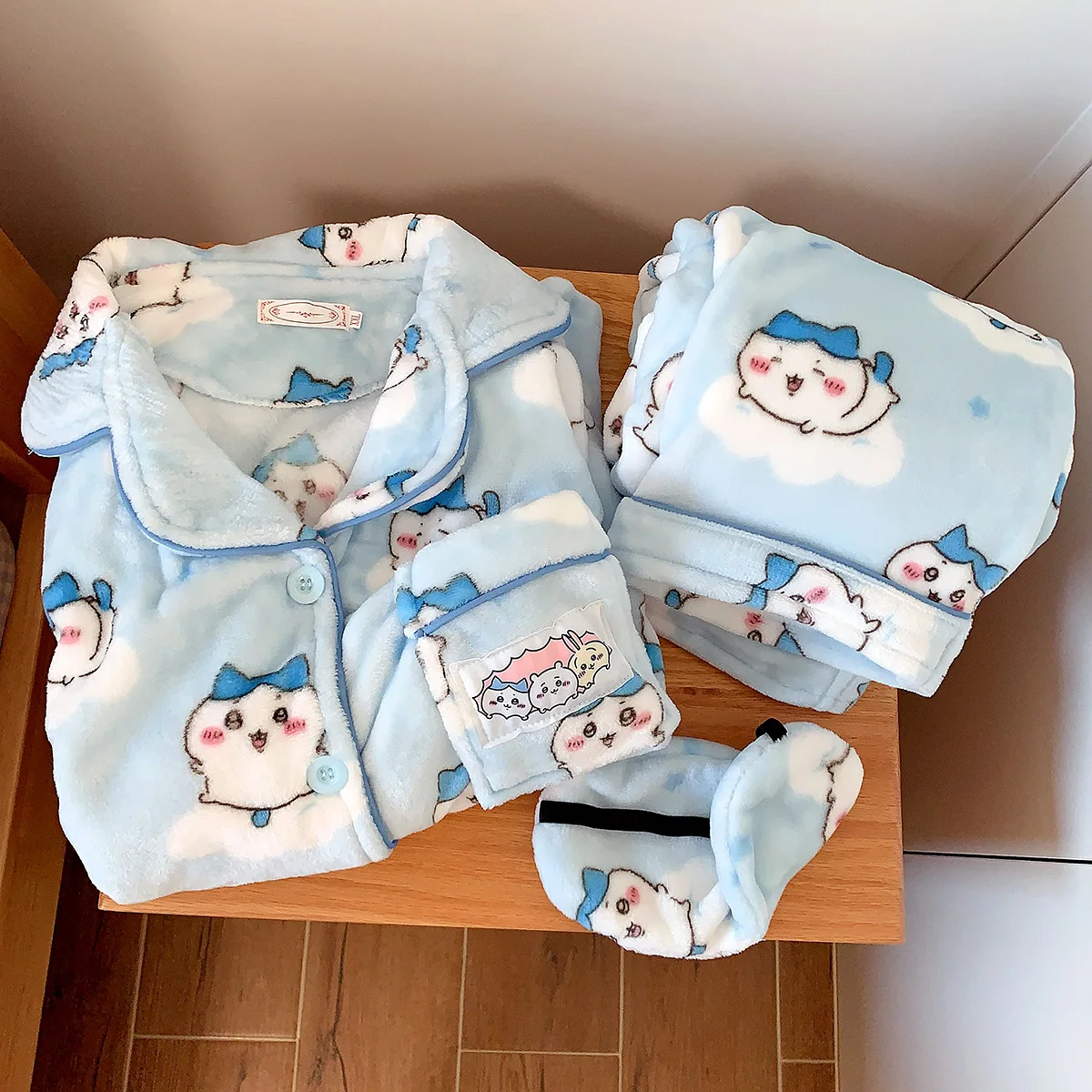 Chiikawa Hachiware Usagi Pjs Vrouw Pyjama Meisjes Anime Flanel Plus Dikker Warme Leuke Pyjama Cartoon Student Kawaii Homewear