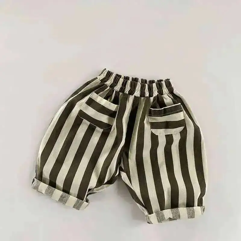 Frühling Sommer Kinder Hosen 1-8Y Jungen Baumwolle Gestreiften Lose Beiläufige Gerade Hosen Koreanische Kleinkind Tragen Für Kinder Kleidung Neue – Detail 3