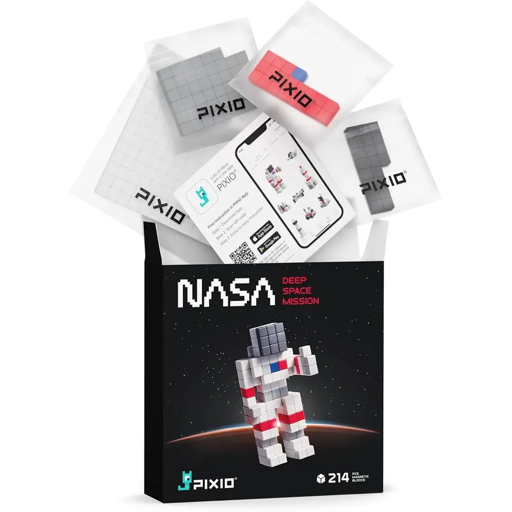 NASA-Inspired Pixel Art Magnetic Building Blocks - Creativity Toy for Ages 6+ with Free App & 5/16 Cubes