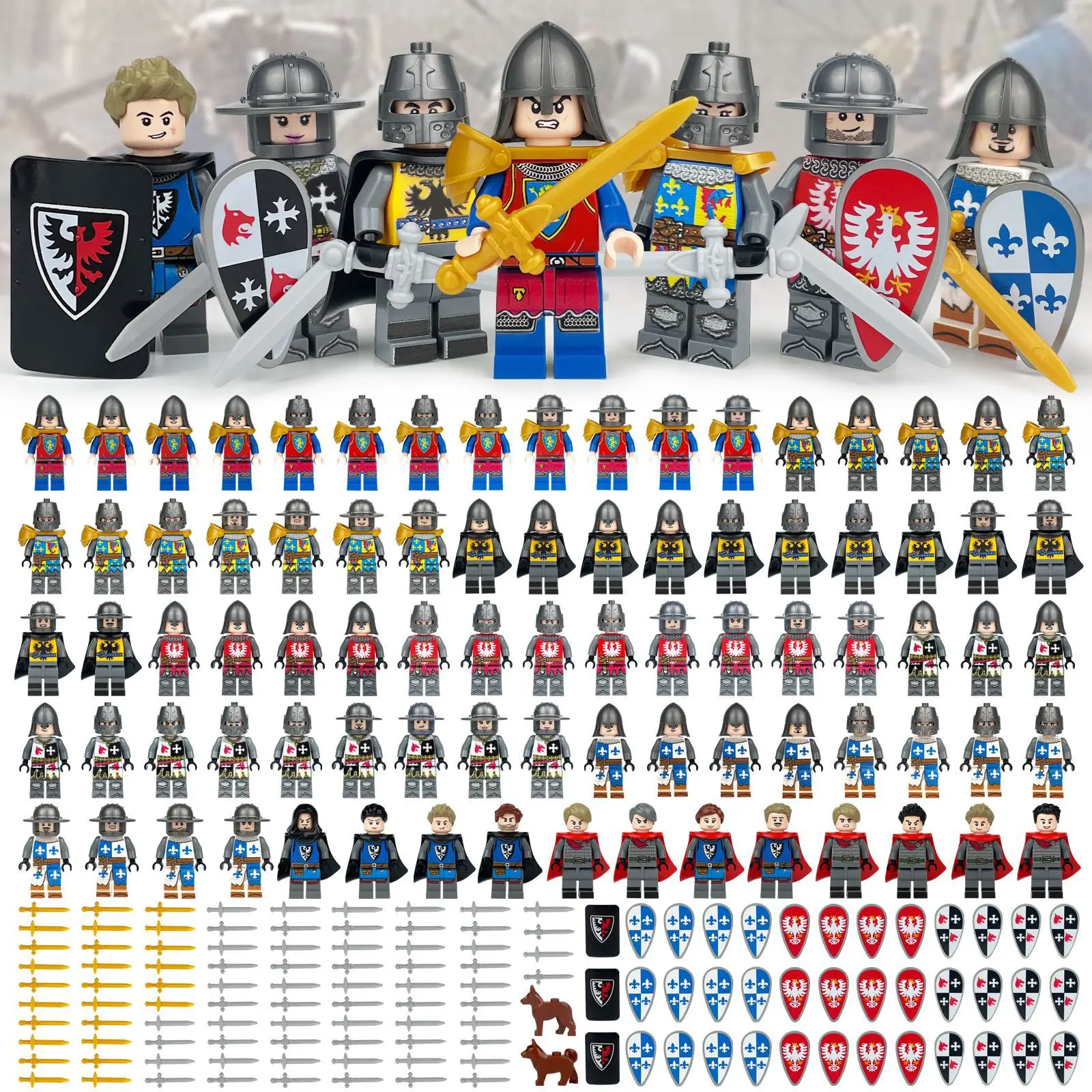 280 estilos de cavaleiros medievais, mini personagens da Legião Romana, blocos de construção, brinquedos educativos infantis, pequenos presentes.