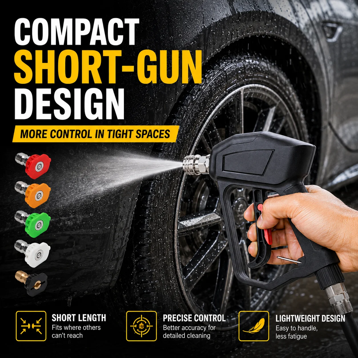 Pressure Washer Short Gun 5000 PSI, M22-14 Inlet 1/4 Quick Connect Spray Handle for Foam Cannon Nozzle Car Washing