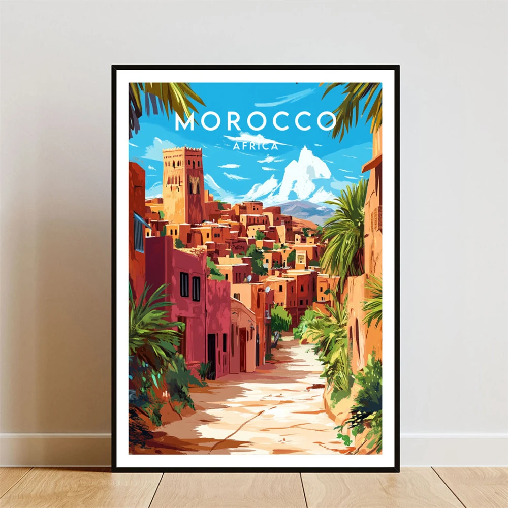 

Morocco Travel Poster Cairo Pyramids Vintage Art Prints Tunisia Travel Print Africa Canvas Painting Home Bedroom Wall Decoration