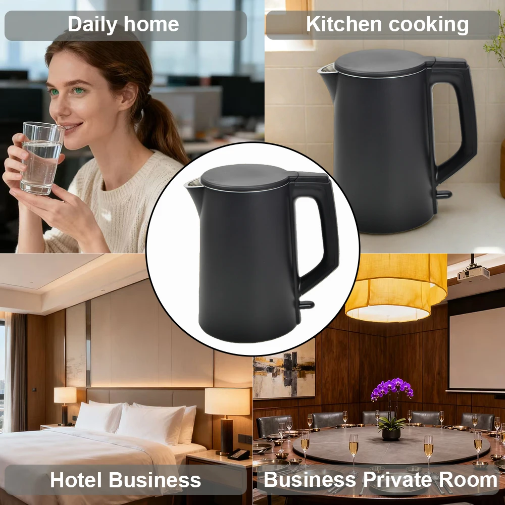 غلاية كهربائية مضادة للحرق سعة 1.7 لتر، غلاية مياه من الفولاذ المقاوم للصدأ 304 - غلاية كهربائية عالية الطاقة بقدرة 1500 وات مع غليان سريع