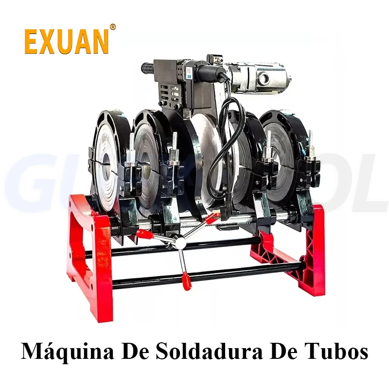 Máquina de acoplamiento hidráulica de cuatro anillos de fusión en caliente Manual mejorada de 63-200mm PE/PPR/PB/PVDF máquina de soldadura a tope de tubos pi con manivela Máquina manual de fusión térmica de tubos PE