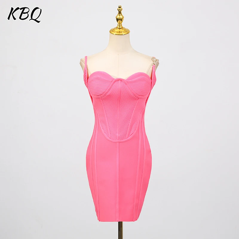 

KBQ Solid Backless Slimming Dresses for Women Square Collar Sleeveless High Waist Temperament Dress Female Fashion Summer New