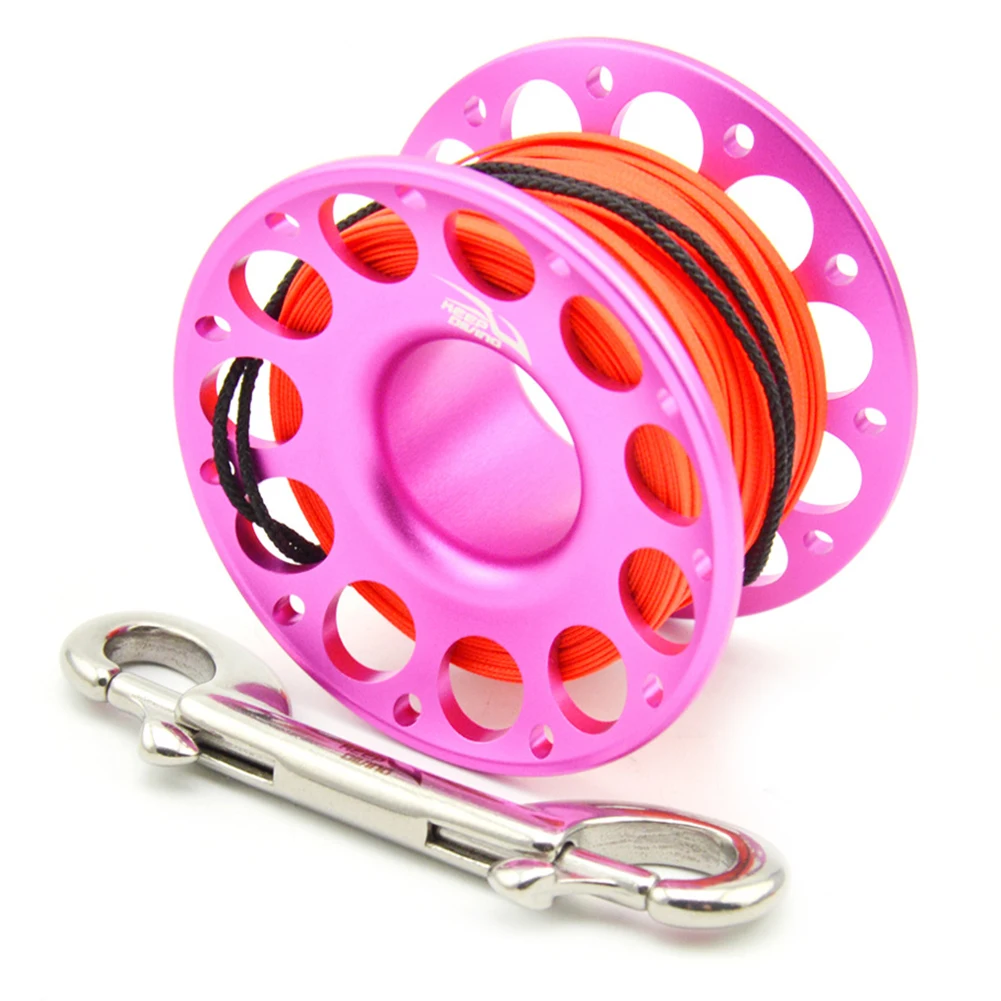 360 Degree Rotation Diving Equipment Underwater Accessories 60*42mm 15m Aluminum Alloy Reel Hassle-Free Operation
