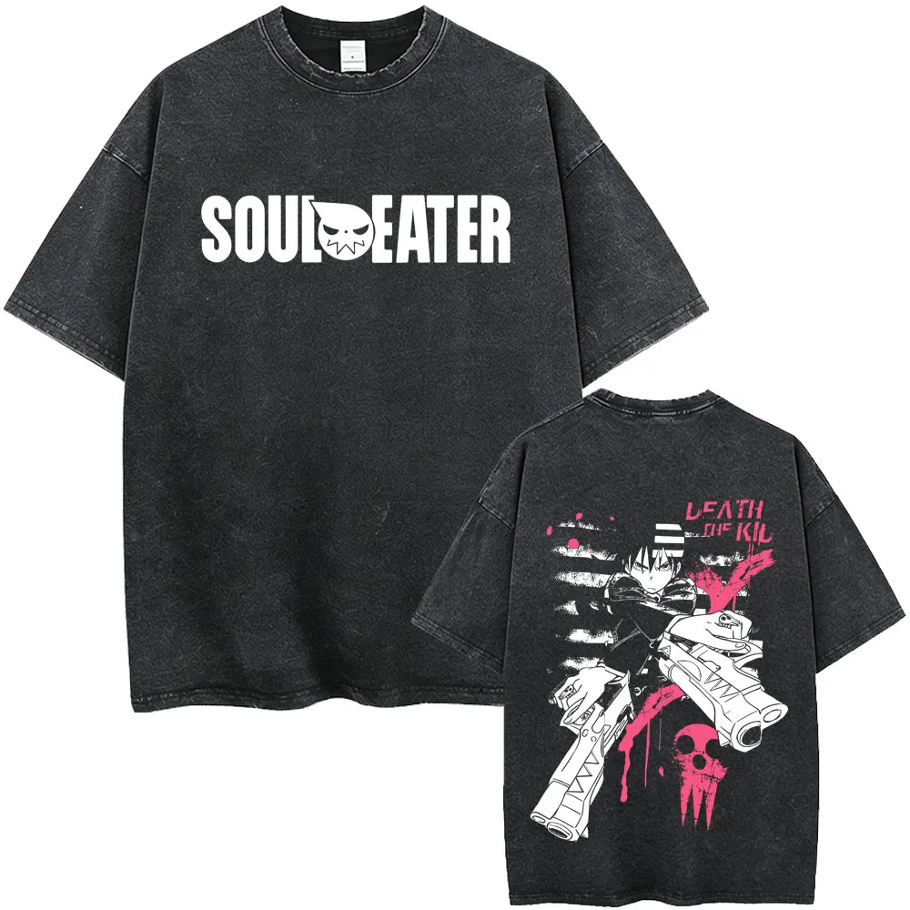 Gewaschenes Vintage Anime Soul Eater Soul Evans Maka Albarn Grafik-T-Shirt Herren Retro Manga T-Shirts Herren Mode Übergroße T-Shirts – Detail 12