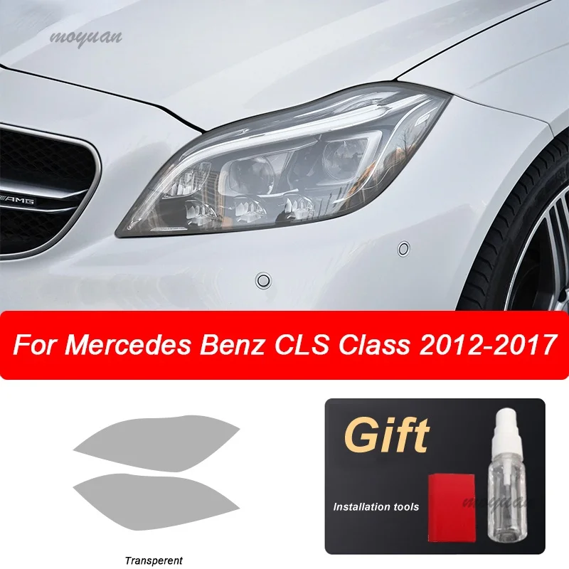 Car Headlight Protective Film Transparent Black TPU Sticker For Mercedes Benz CLS Class W218 C218 C257 CLS350 AMG Accessories