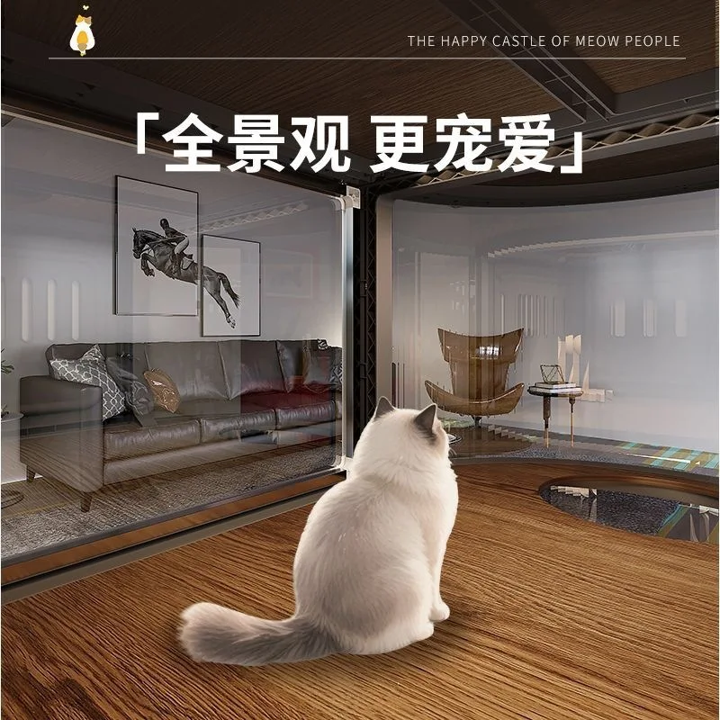Panoramic villa space household indoor cat cabinet cat nest toilet cage cat house universal in all seasons
