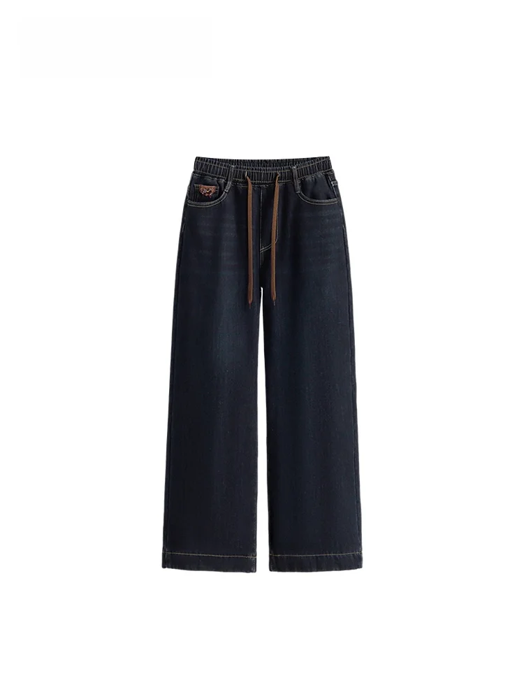 

High Waist Fce Lined Denim Jeans Women's plus Size Conceal Meat Slim Pear Body ape Pants Casual Sle Straight Leg Jeans