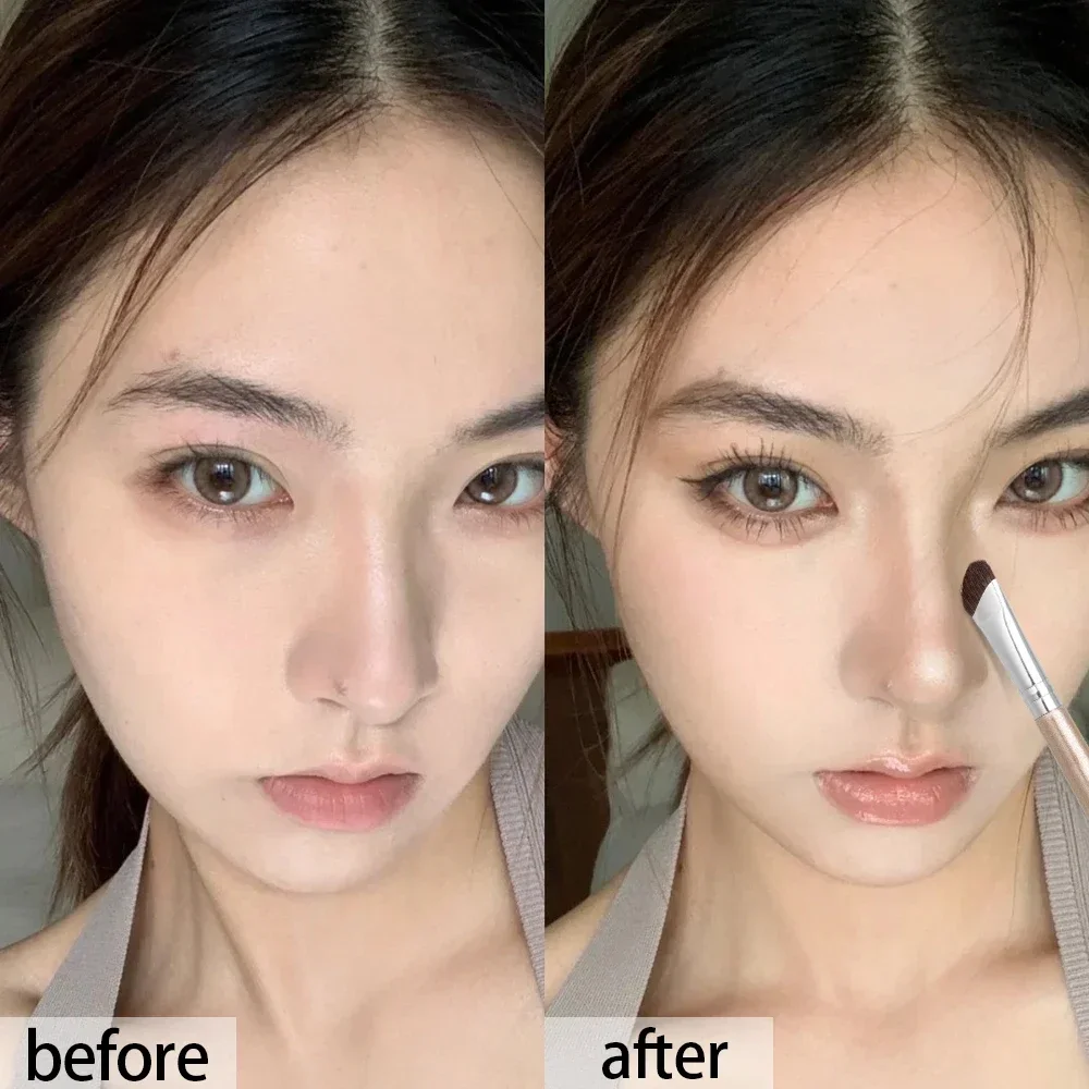 Pinceaux de maquillage pour ombre de nez à angle plat, pinceaux professionnels doux pour contour du nez, outils cosmétiques de beauté professionnels