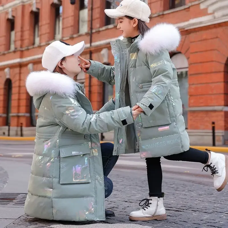 Winter Down Cotton Jacket Girls Waterproof Hooded Coat Children Outerwear Clothing Teenage 4-13Y Clothes Kids Parka Snowsuit
