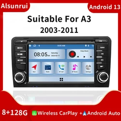 Wireless Carplay 2 din Android 13 Car Radio For Audi A3 8P S3 2003-2012 RS3 Sportback Multimedia GPS Navigation Audio Head Unit