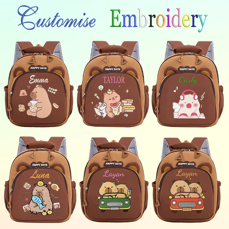 Bestickter, individueller, süßer und verspielter Capybara-Rucksack, Fröhliches Alltagsglücks, Stylischer Cartoon-Rucksack, Lässiger Rucksack!